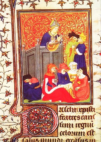 Agostino predica in un manoscritto medioevale