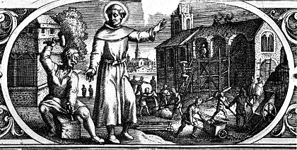Agostino fonda monasteri in Africa: stampa di Collaert del XVII secolo