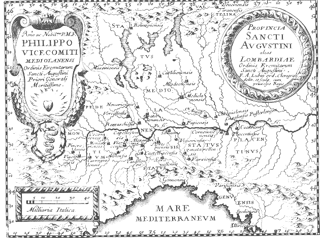 Provincia agostiniana di Lombardia da una stampa di Lubin del 1659
