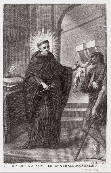 Il beato Agostino Novello da Tarano Priore Generale in una stampa 