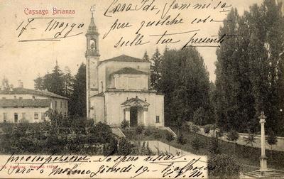 Cartolina postale con la chiesa parrocchiale prima dell'ampliamento del 1930
