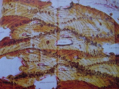 Mappa della Pieve di Missaglia con la parrocchia di Cassago dipinta dall'Aragonio (XVII sec.)