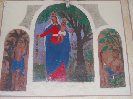 Pittura di ignoto autore che raffigura la Vergine fra san Sebastiano e san Giobbe