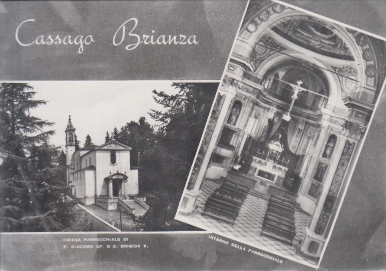 Cartolina di Cassago con la chiesa parrocchiale
