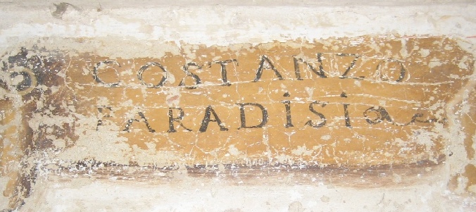 La scritta riportata negli affreschi del chiostro di S. Agostino
