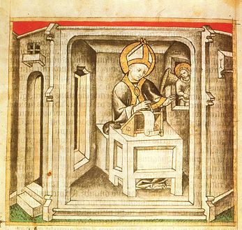 Sant'Agostino allo scrittoio nel suo studio: miniatura del XV secolo