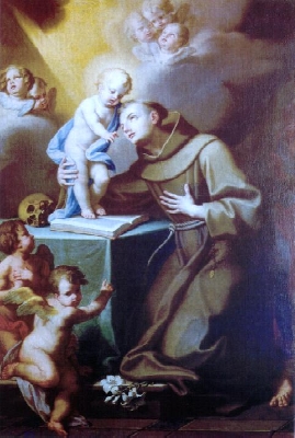  Visione di sant'Antonio da Padova opera di Gaetano Lapis, dipinta nel 1740. Proviene dalla Chiesa baronale di S. Maria del Soccorso di Frontone 